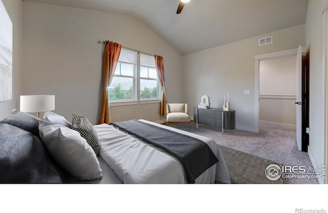 2107 Blackbird Dr, Fort Collins, CO 80525 - carpeted bedroom featuring lofted ceiling and a ceiling fan