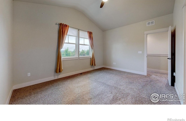 2107 Blackbird Dr, Fort Collins, CO 80525 - spare room with ceiling fan, carpet flooring, and lofted ceiling