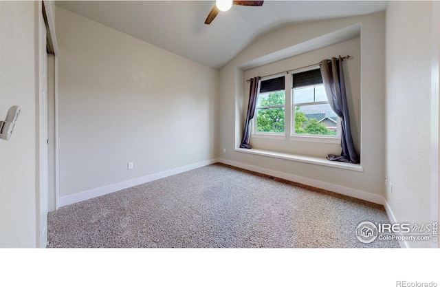 2107 Blackbird Dr, Fort Collins, CO 80525 - carpeted empty room featuring lofted ceiling and a ceiling fan
