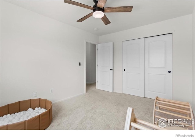 1718 101st Avenue Ct, Greeley, CO 80634 - carpeted bedroom with a closet, baseboards, and ceiling fan