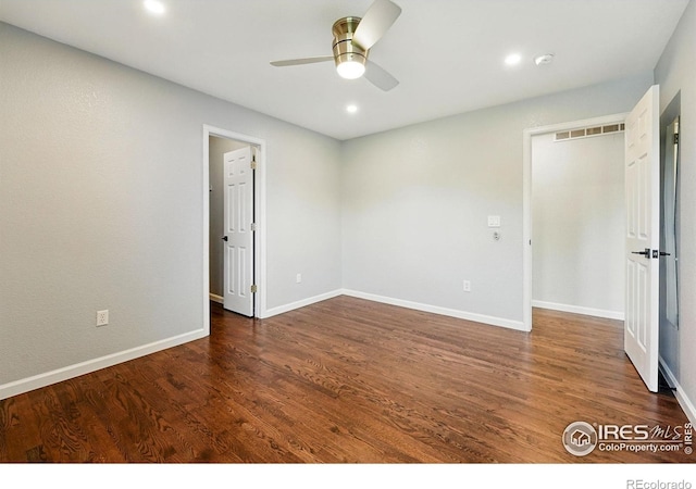 2133 Indian Peaks Cir, Longmont, CO 80504 - spare room with a ceiling fan, wood finished floors, recessed lighting, and a smoke detector