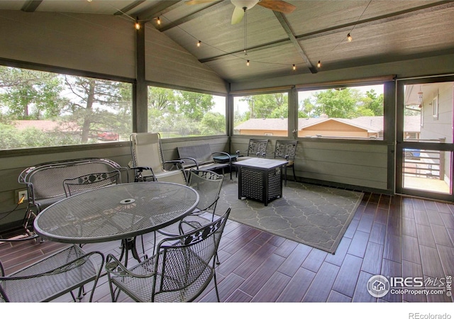 204 35th St SW, Loveland, CO 80537 - sunroom / solarium featuring a ceiling fan and outdoor dining space