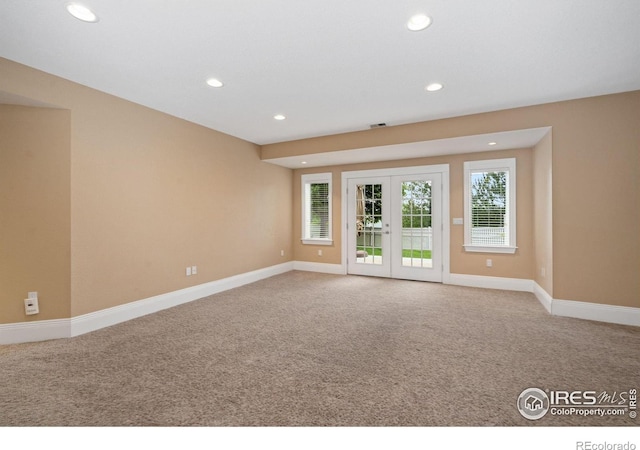 1926 Crested Butte Ct, Loveland, CO 80538 - spare room with carpet, recessed lighting, french doors, and baseboards