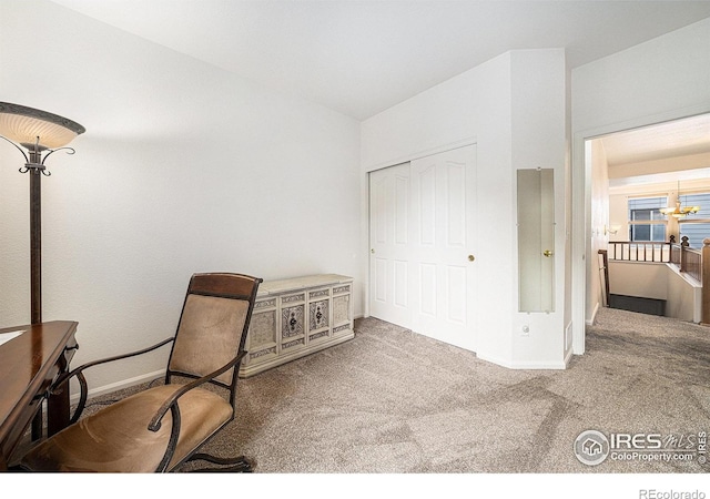 1874 Ute Creek Dr, Longmont, CO 80504 - office space with carpet floors, baseboards, and a chandelier