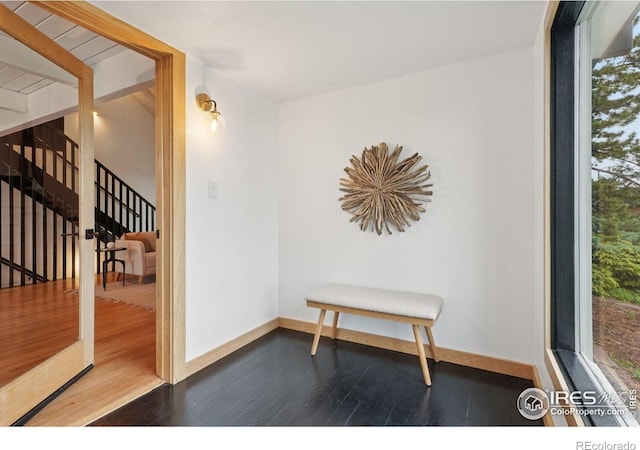 3260 Lafayette Dr, Boulder, CO 80305 - corridor featuring dark wood-type flooring and stairs