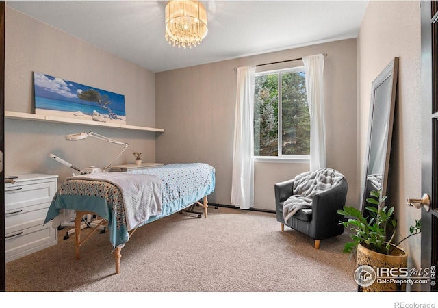 1682 Crestview Ln, Erie, CO 80516 - bedroom featuring carpet floors and a chandelier