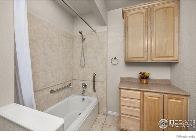 14246 Piney River Rd, Broomfield, CO 80023 - full bathroom featuring shower / tub combo with curtain and tile patterned flooring