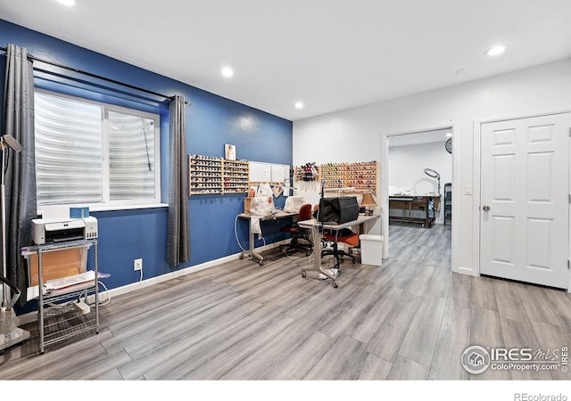 4039 N Clay St, Denver, CO 80211 - office featuring wood finished floors, baseboards, and recessed lighting