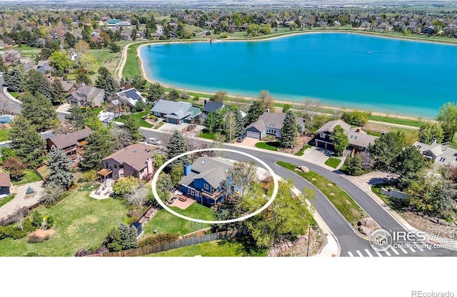 1067 W Alder St, Louisville, CO 80027 - aerial view of residential area featuring a large body of water