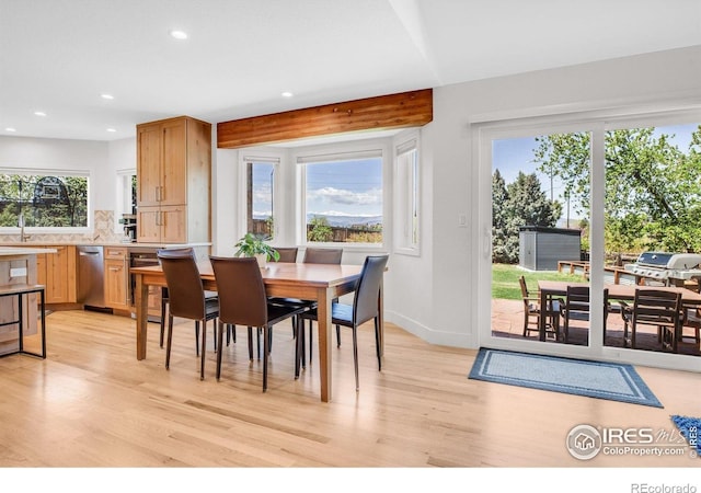 1067 W Alder St, Louisville, CO 80027 - dining space featuring light wood-style flooring and recessed lighting