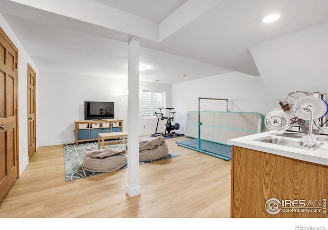 1067 W Alder St, Louisville, CO 80027 - exercise area with light wood finished floors and recessed lighting