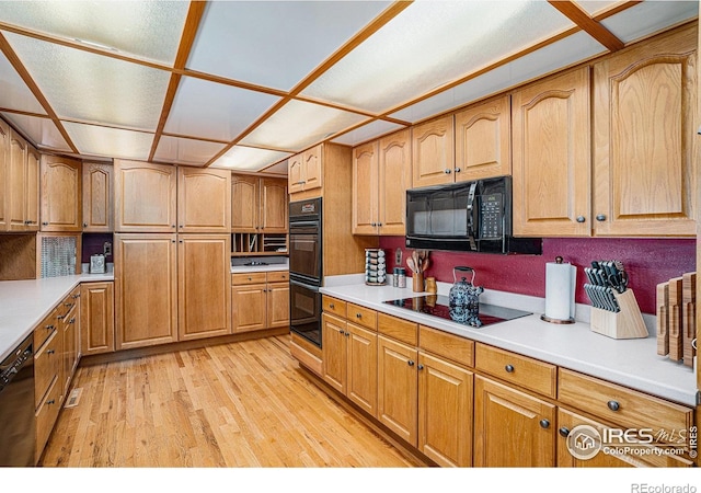 514 Palisade Mountain Dr, Windsor, CO 80550 - kitchen featuring black appliances, light wood-style floors, and light countertops