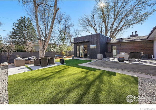 1670 Linden Ave, Boulder, CO 80304 - view of yard featuring an outdoor living space and a patio area