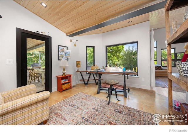 1579 W Costilla Pl, Littleton, CO 80120 - office space with baseboards and wood ceiling