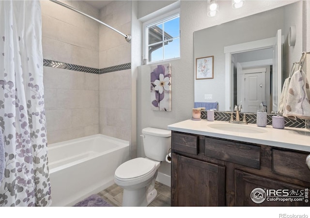5111 Longshaw Ct Unit 5, Windsor, CO 80528 - bathroom with toilet, shower / bath combination with curtain, and vanity
