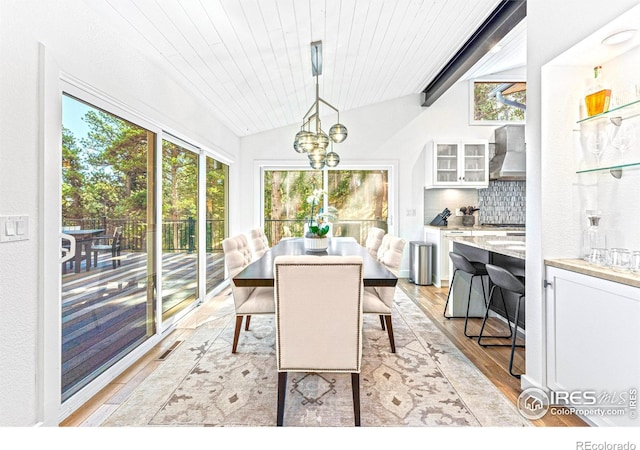 279 Green Meadow Ln, Boulder, CO 80302 - dining room with light wood-type flooring and wooden ceiling