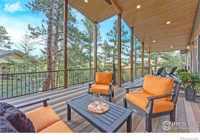 279 Green Meadow Ln, Boulder, CO 80302 - wooden terrace featuring an outdoor hangout area
