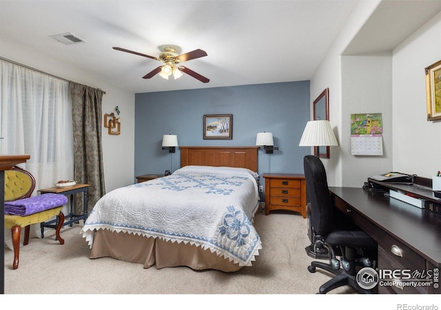 3023 39th Ave, Evans, CO 80620 - bedroom with carpet, a desk, and ceiling fan