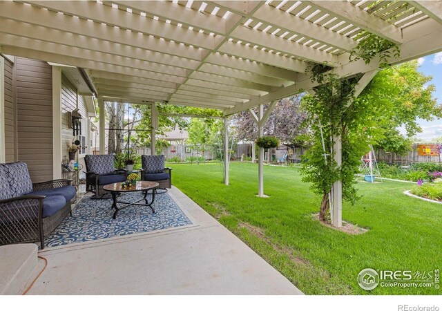 3023 39th Ave, Evans, CO 80620 - view of patio / terrace featuring a pergola and an outdoor living space