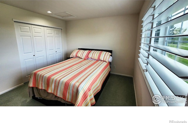 451 Clubhouse Ct, Loveland, CO 80537 - carpeted bedroom featuring baseboards, recessed lighting, a closet, and attic access