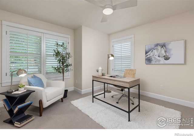 1509 Poplar Ave, Boulder, CO 80304 - home office with carpet floors, ceiling fan, and plenty of natural light