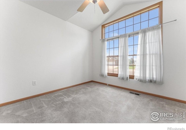 1365 Settlers Dr, Eaton, CO 80615 - carpeted spare room featuring a ceiling fan and lofted ceiling