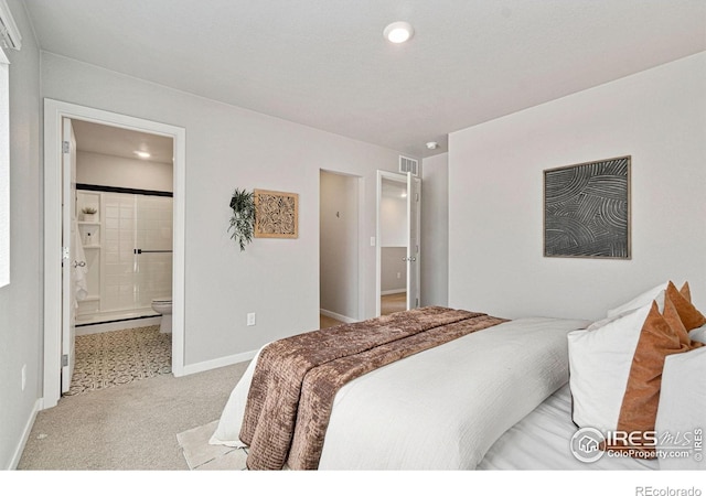 259 Molinar St, Johnstown, CO 80534 - carpeted bedroom featuring baseboards, recessed lighting, and ensuite bath