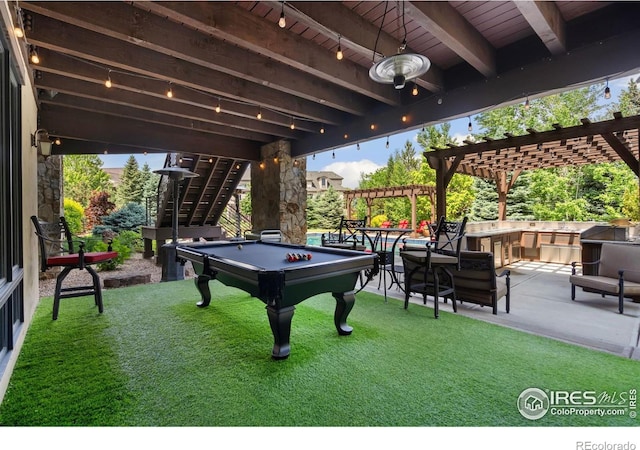 5709 Old Legacy Dr, Fort Collins, CO 80528 - view of patio featuring a pergola and exterior kitchen