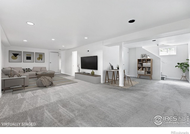 4462 Hamilton Ct, Boulder, CO 80305 - living area featuring carpet, recessed lighting, and baseboards
