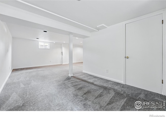 4462 Hamilton Ct, Boulder, CO 80305 - below grade area featuring carpet flooring, baseboards, and recessed lighting