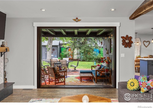 365 Mohawk Dr, Boulder, CO 80303 - doorway to outside with wood finished floors, recessed lighting, and baseboards