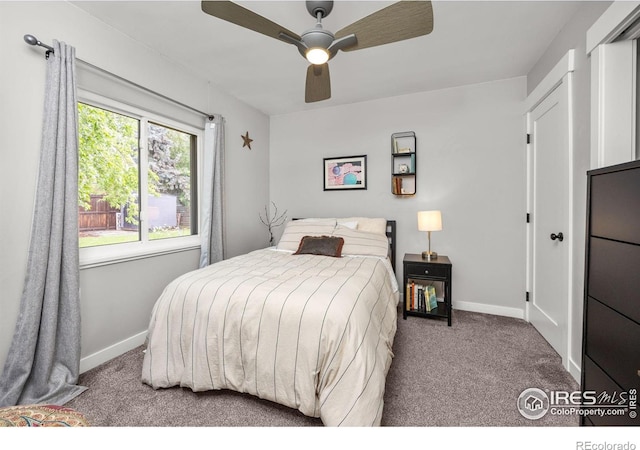365 Mohawk Dr, Boulder, CO 80303 - bedroom featuring carpet floors, baseboards, and ceiling fan