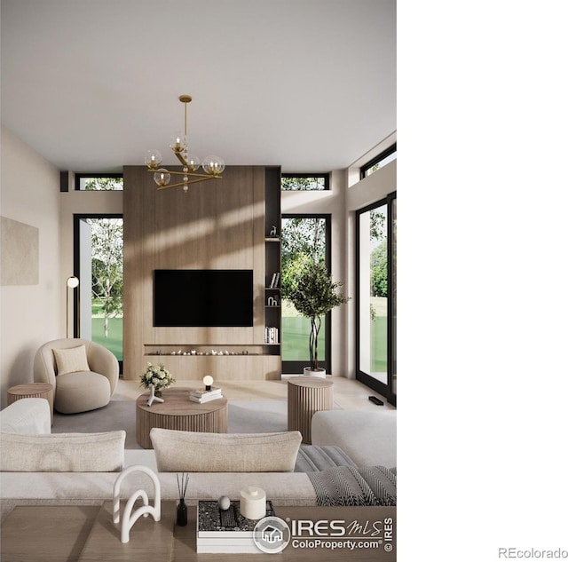 1265 Hartford Dr, Boulder, CO 80305 - living area with a chandelier