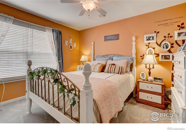 1421 Canal Dr, Windsor, CO 80550 - bedroom with carpet flooring, baseboards, and a ceiling fan