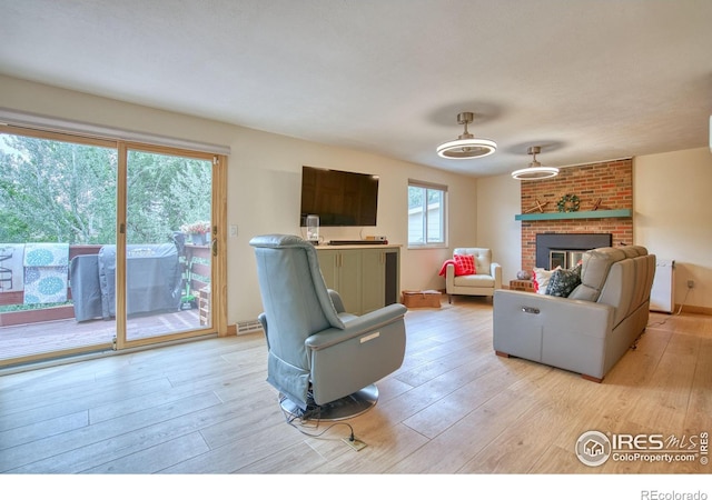 10940 Utica Ct, Westminster, CO 80031 - living room featuring light wood finished floors and a fireplace