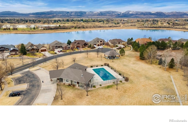 1421 Snipe Ln, Fort Collins, CO 80524 - bird's eye view of a water and mountain view and a pool