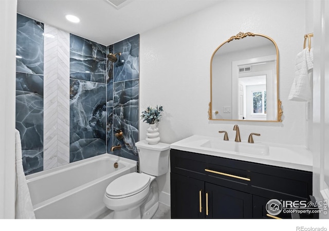 6766 Zenobia Loop, Westminster, CO 80030 - full bath with  shower combination, vanity, toilet, and baseboards