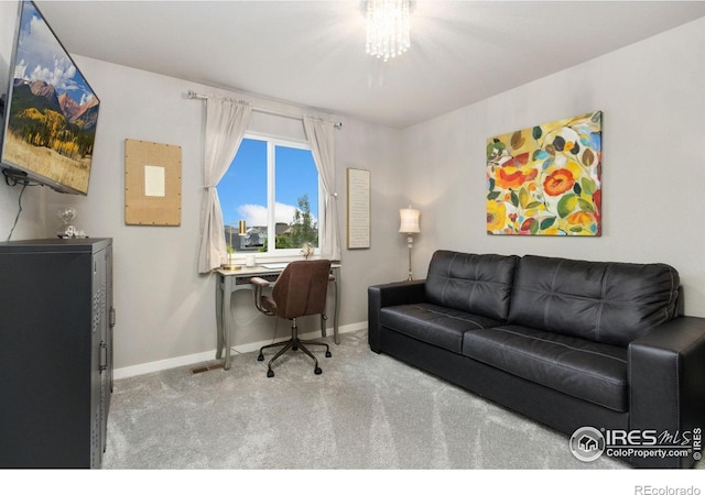 6757 Sage Meadows Dr, Wellington, CO 80549 - office area with carpet floors and baseboards