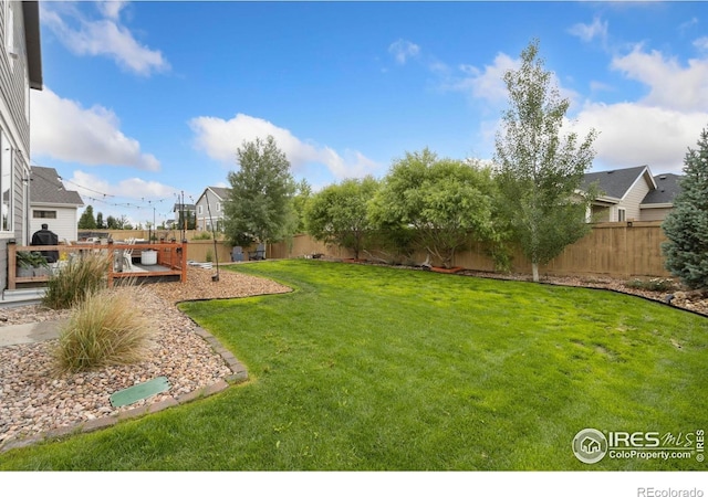6757 Sage Meadows Dr, Wellington, CO 80549 - view of yard with a wooden deck
