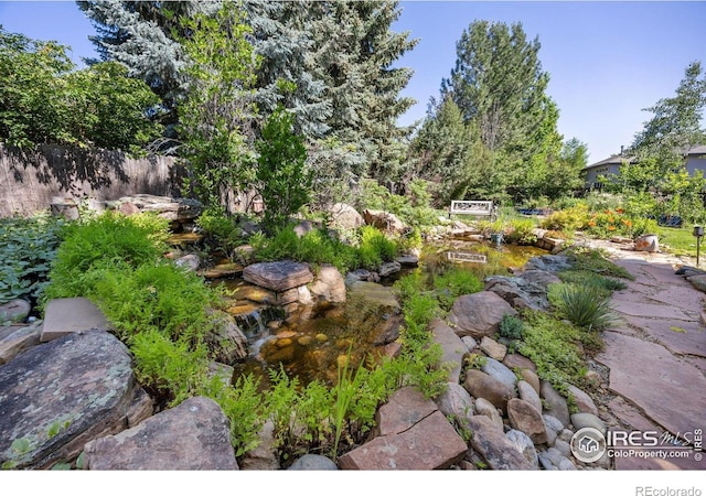 1892 Bell Dr, Erie, CO 80516 - view of yard with a garden pond