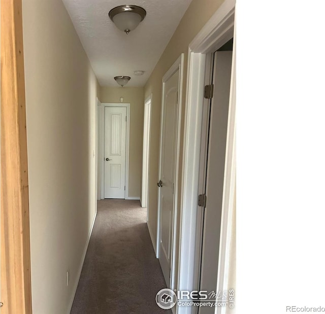 33180 Pikes Peak Dr, Greeley, CO 80631 - hallway featuring dark carpet and baseboards