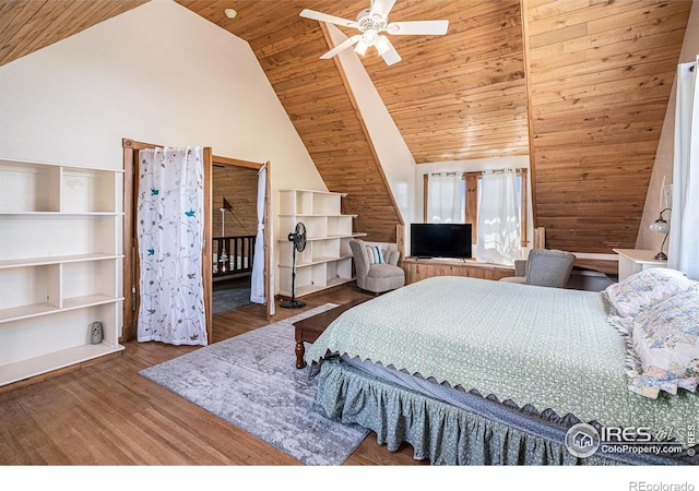 39445 Main St, Eaton, CO 80615 - bedroom featuring wood ceiling, wood finished floors, and high vaulted ceiling