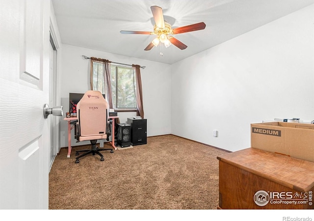 928 Michael Ave, Fort Morgan, CO 80701 - carpeted home office featuring a ceiling fan