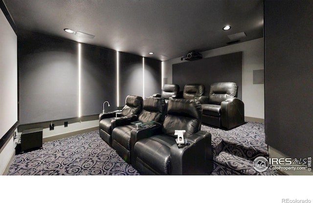 6945 N Fargo Trl, Littleton, CO 80125 - cinema room featuring carpet floors and recessed lighting