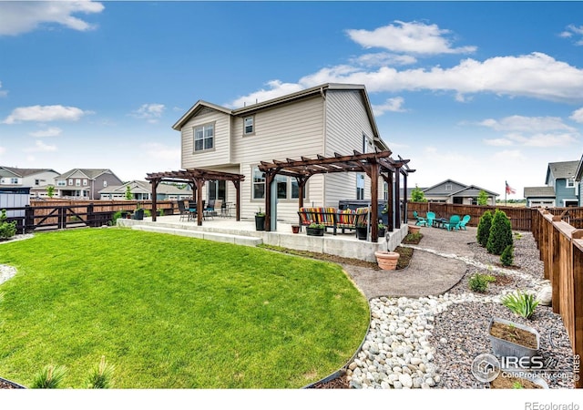 1191 Horsetail Loop, Elizabeth, CO 80107 - back of property featuring a pergola, a patio, and a residential view