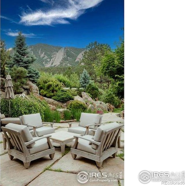 45 Bellevue Dr, Boulder, CO 80302 - view of patio / terrace with an outdoor hangout area and a mountain view