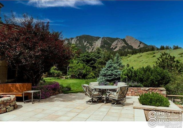 45 Bellevue Dr, Boulder, CO 80302 - view of patio featuring a mountain view and outdoor dining space