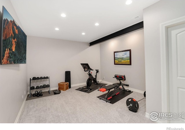 5966 Sunny Crest Dr, Timnath, CO 80547 - workout room with recessed lighting, carpet, and baseboards