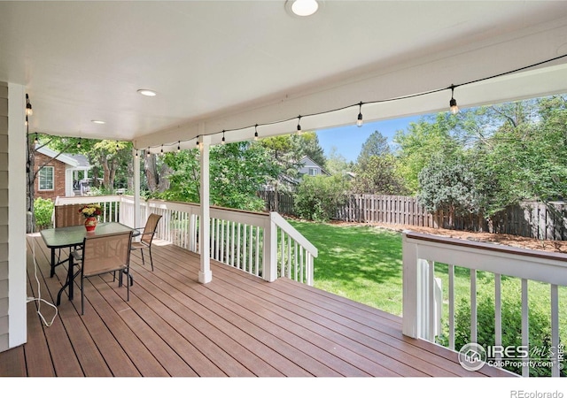 4483 S Meadow Dr, Boulder, CO 80301 - wooden terrace with outdoor dining space