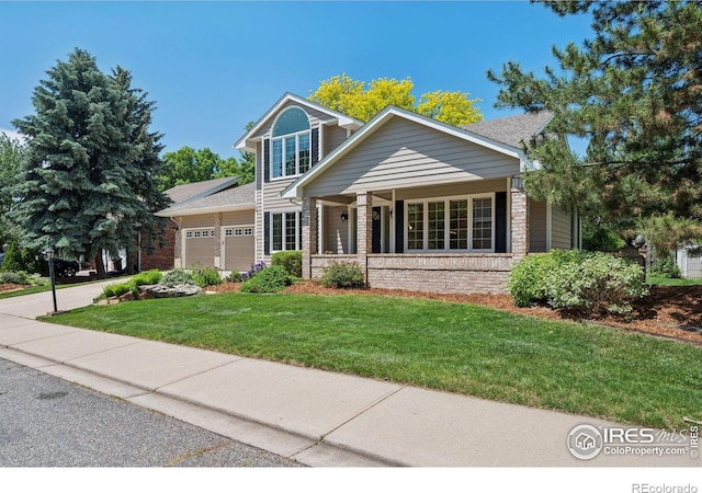 4483 S Meadow Dr, Boulder, CO 80301 - traditional-style home featuring an attached garage, a front yard, covered porch, and concrete driveway